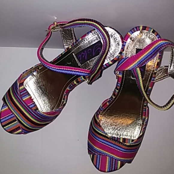 YOKI Kelly Fuchsia Guatemala Striped Platform 9 - Picture 2 of 6